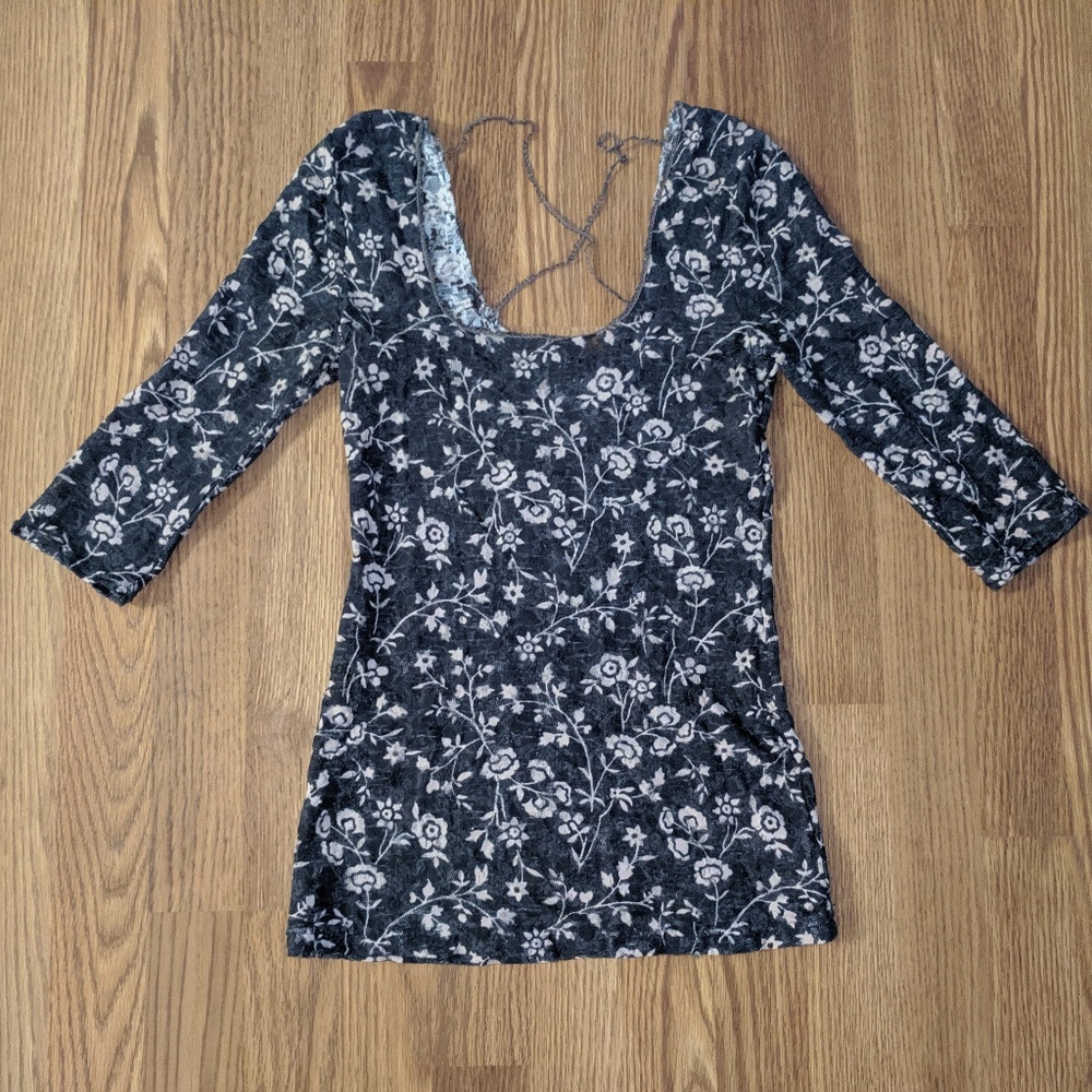 Free People Floral Semi-See-Through Top